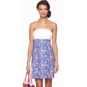 Lilly Pulitzer Franco Starry Blue Cherry Bomb Firecracker Dress Size 8
